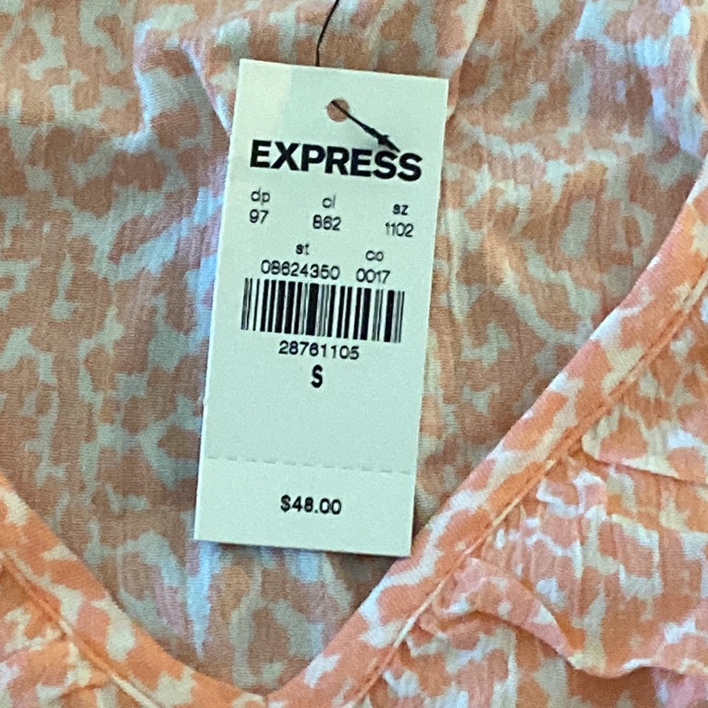Pink & White Patterned Ruffle Sleeve V Neck Blouse - Picture 4 of 4